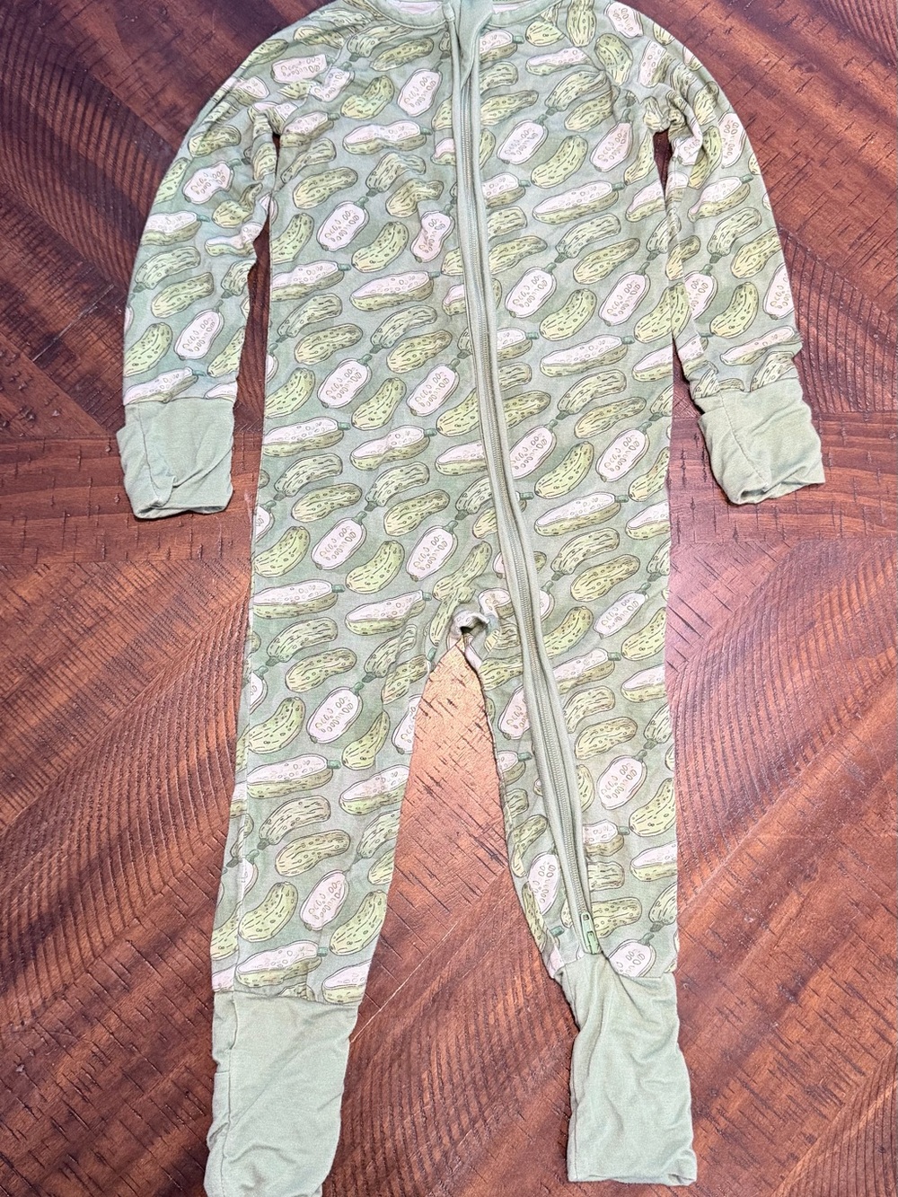 Little One Shop Green Pickle-Print One-Piece Zippy 12-18 mo